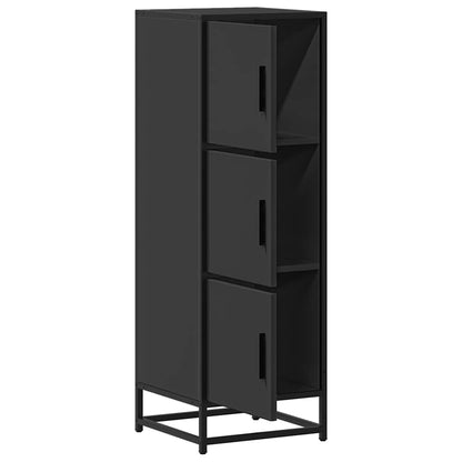 Credenza Nera 35,5x35x106,5 cm Legno Multistrato Metallo | homemem39