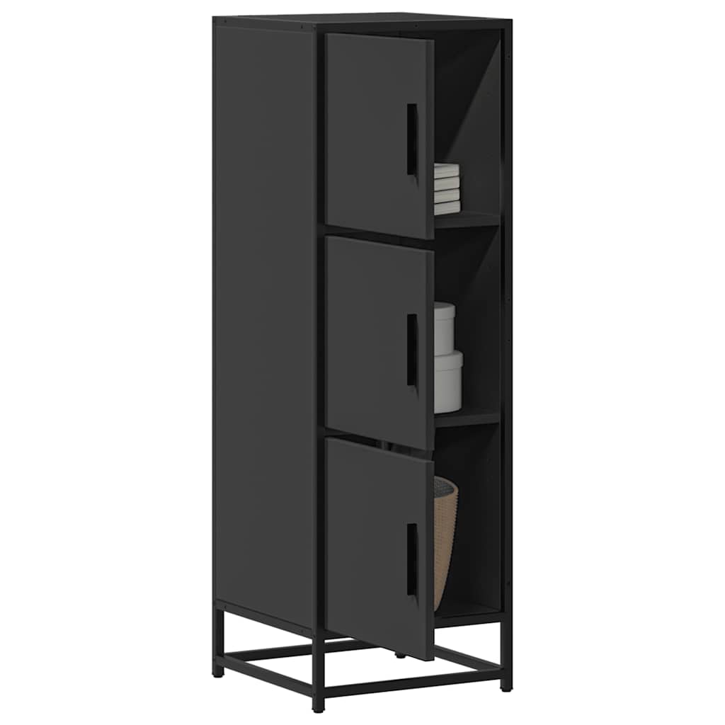 Credenza Nera 35,5x35x106,5 cm Legno Multistrato Metallo | homemem39