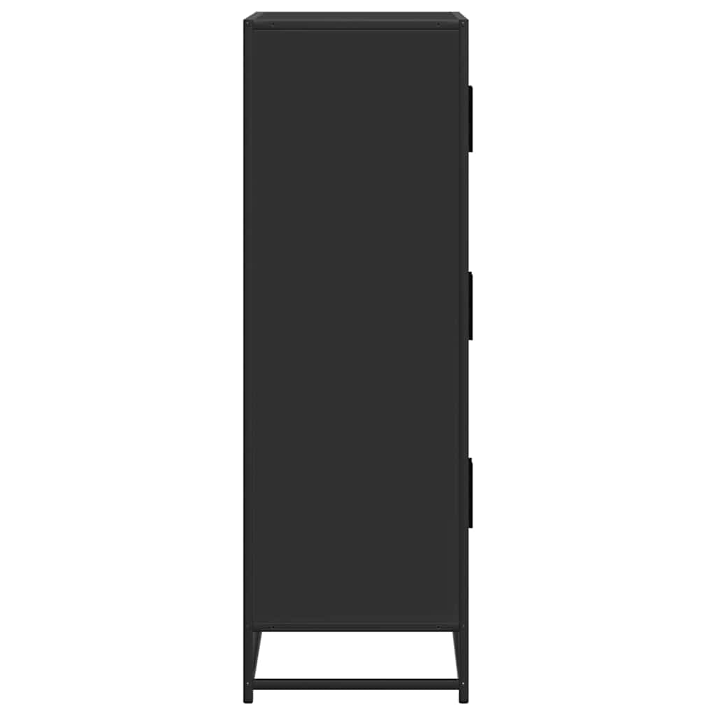 Credenza Nera 68x35x106,5 cm Legno Multistrato Metallo | homemem39