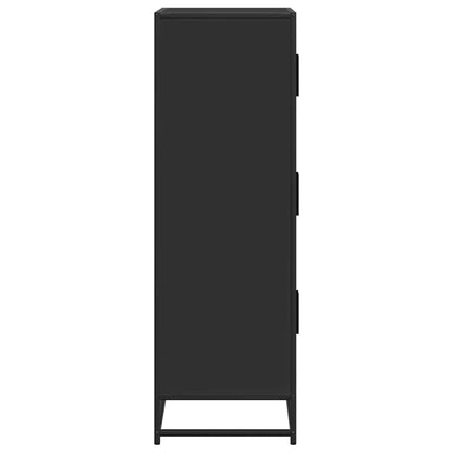 Credenza Nera 68x35x106,5 cm Legno Multistrato Metallo | homemem39