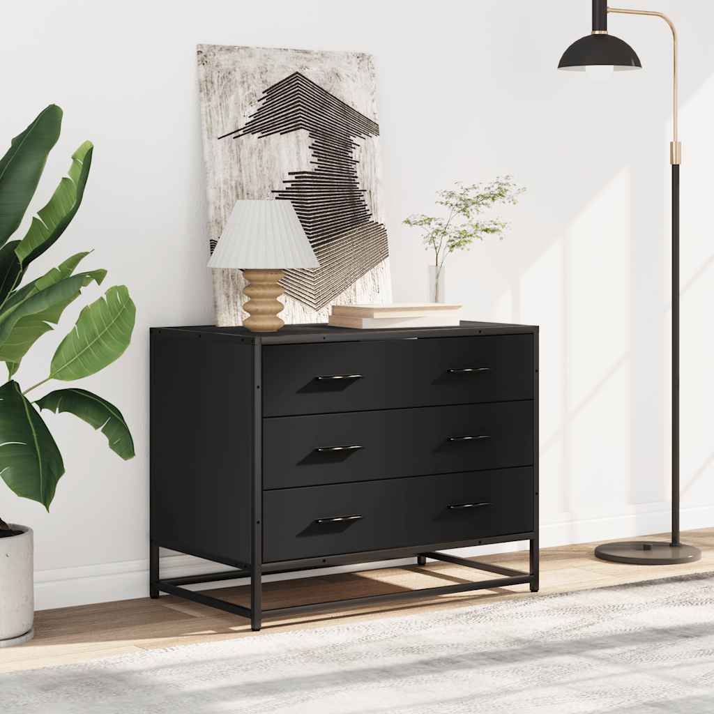 Cassettiera Nera 70x41x56 cm in Legno Multistrato - homemem39