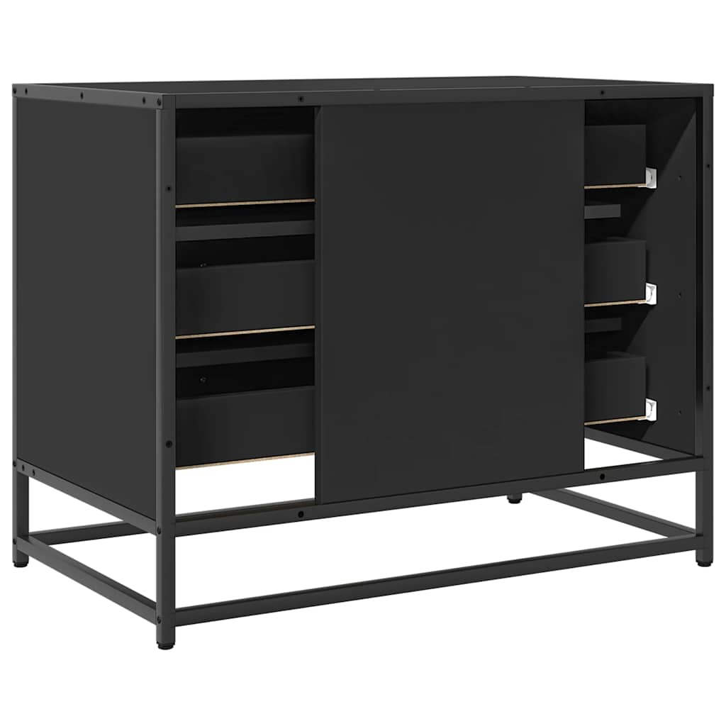 Cassettiera Nera 70x41x56 cm in Legno Multistrato