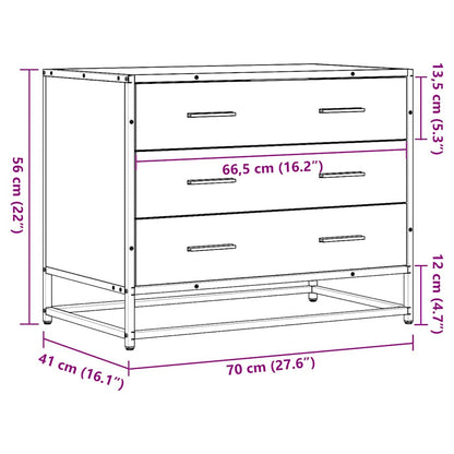 Cassettiera Rovere Fumo 70x41x56 cm in Legno Multistrato - homemem39