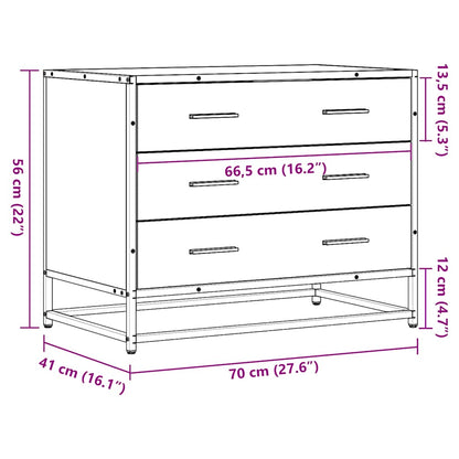 Cassettiera Grigio Sonoma 70x41x56 cm in Legno Multistrato - homemem39