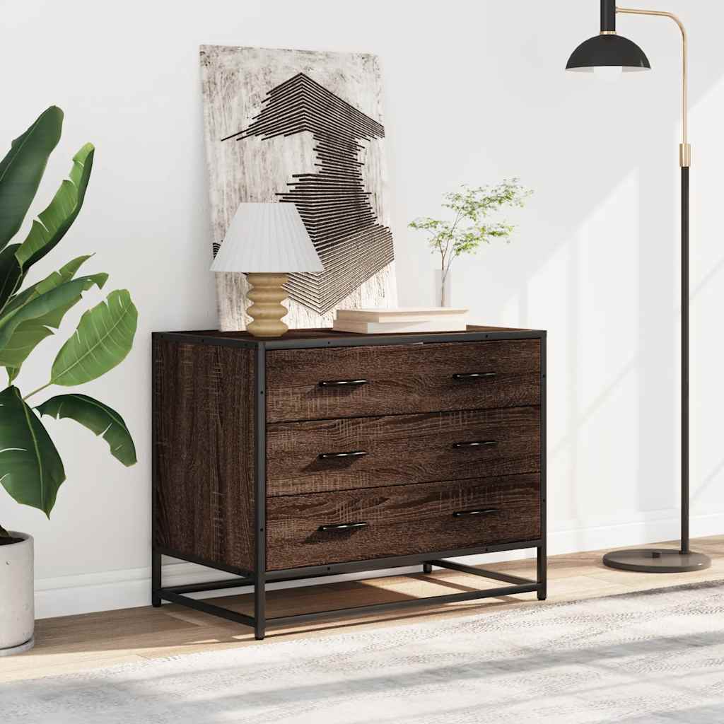 Cassettiera Rovere Marrone 70x41x56 cm in Legno Multistrato - homemem39