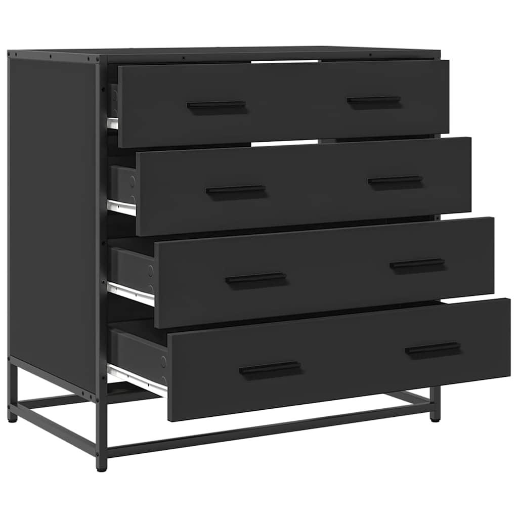 Cassettiera Nera 70x41x70 cm in Legno Multistrato - homemem39