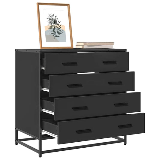 Cassettiera Nera 70x41x70 cm in Legno Multistrato - homemem39