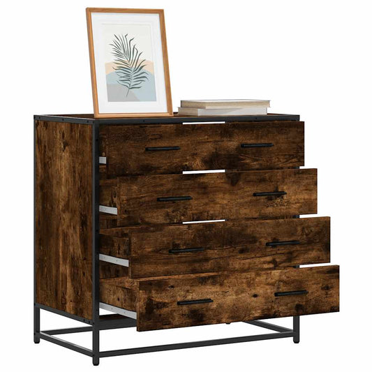 Cassettiera Rovere Fumo 70x41x70 cm in Legno Multistrato - homemem39