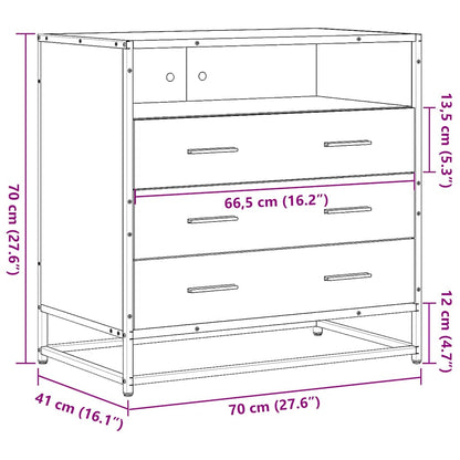Cassettiera Nera 70x41x70 cm in Legno Multistrato - homemem39