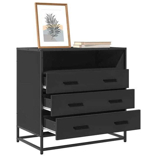 Cassettiera Nera 70x41x70 cm in Legno Multistrato - homemem39