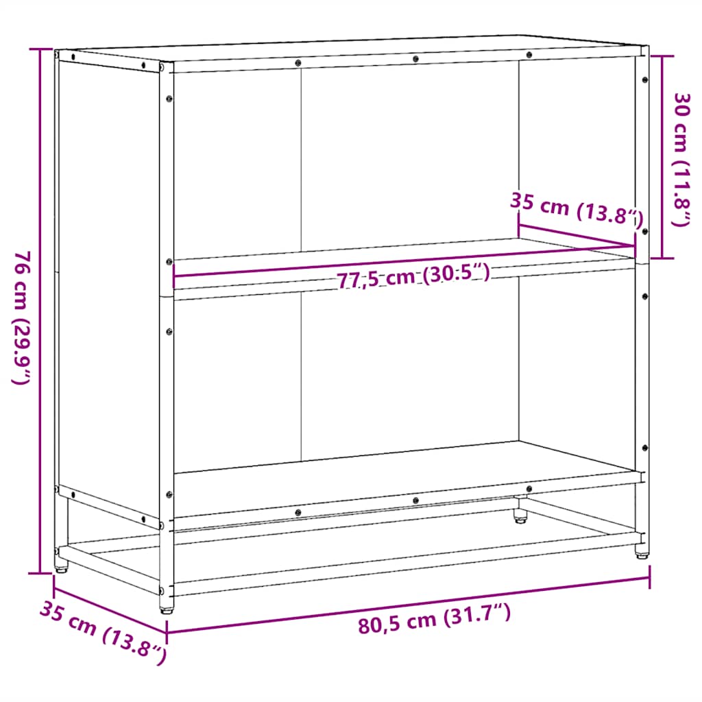 Libreria Nera 80,5x35x76 cm in Legno Multistrato | homemem39