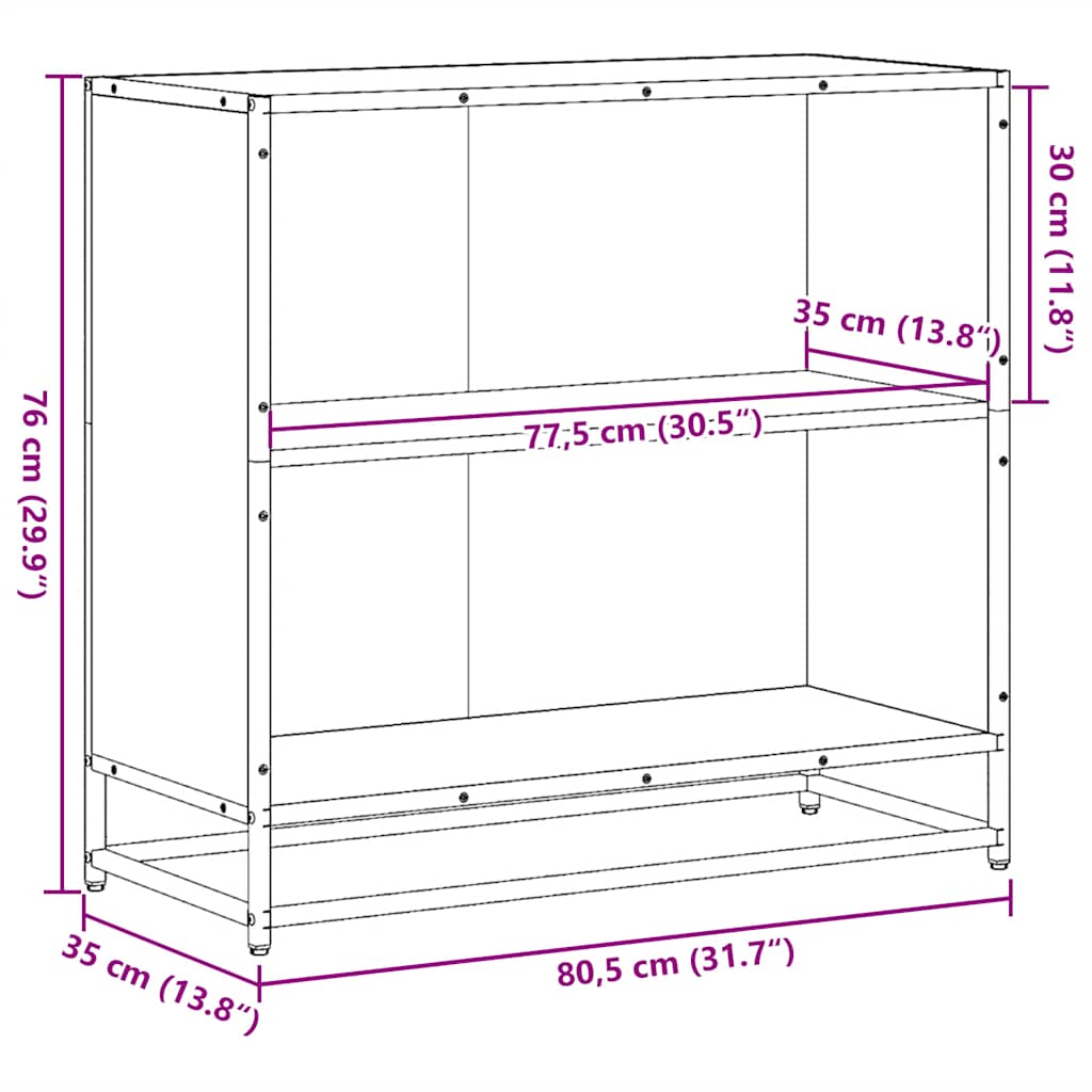 Libreria Rovere Sonoma 80,5x35x76 cm in Legno Multistrato | homemem39
