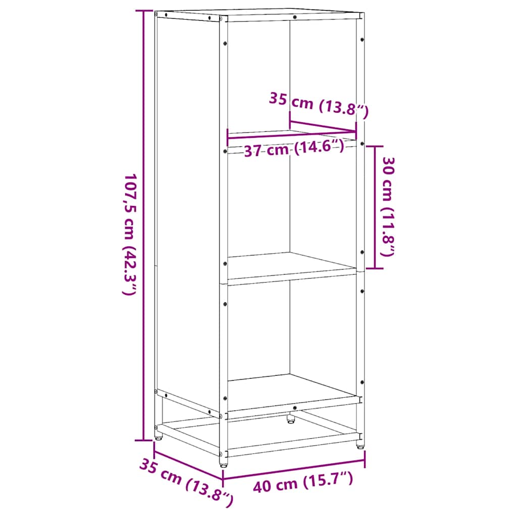 Libreria Nera 40x35x107,5 cm in Legno Multistrato | homemem39