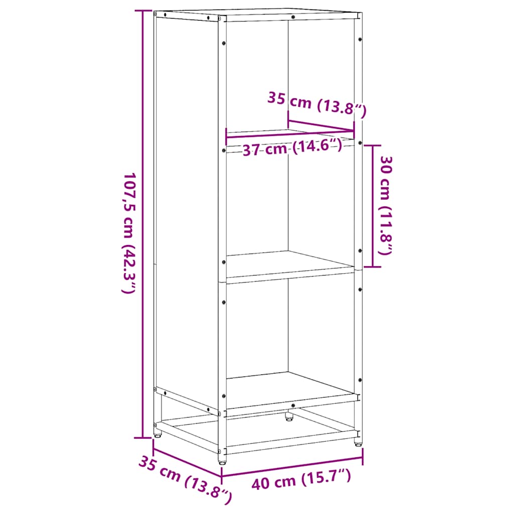 Libreria Rovere Fumo 40x35x107,5 cm in Legno Multistrato | homemem39