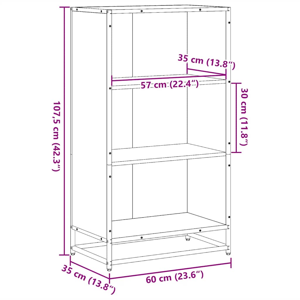 Libreria Rovere Fumo 60x35x107,5 cm in Legno Multistrato | homemem39
