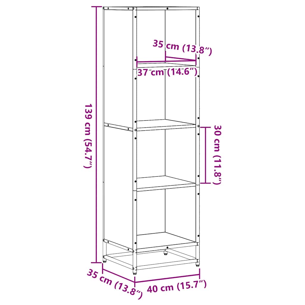 Libreria Nera 40x35x139 cm in Legno Multistrato | homemem39