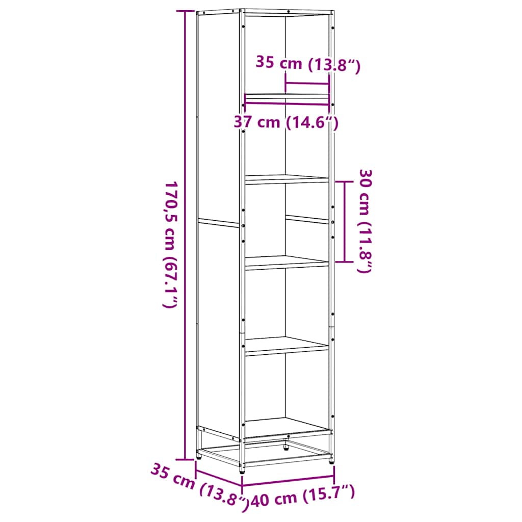 Libreria Nera 40x35x170,5 cm in Legno Multistrato | homemem39