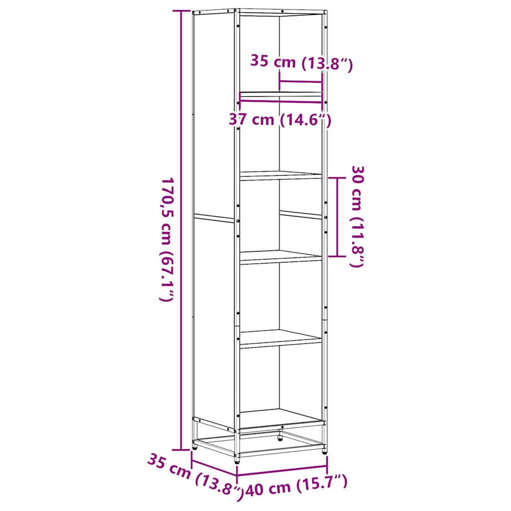 Libreria Grigio Sonoma 40x35x170,5 cm in Legno Multistrato | homemem39