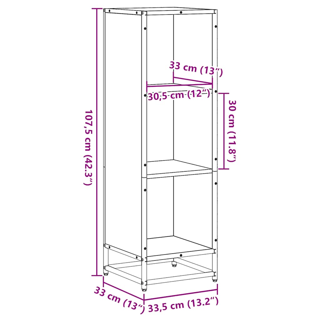 Libreria Rovere Fumo 33,5x33x107,5 cm in Legno Multistrato | homemem39