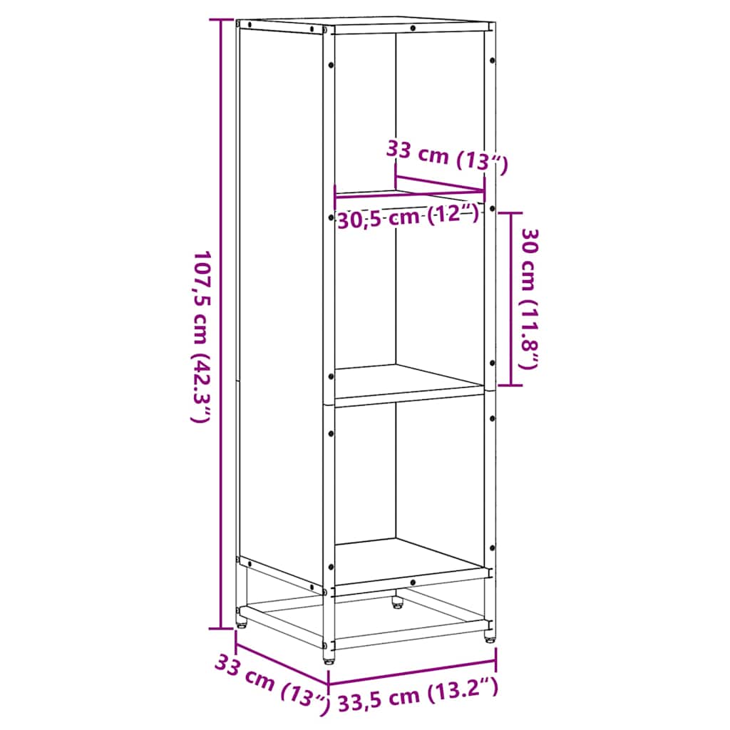 Libreria Grigio Sonoma 33,5x33x107,5 cm in Legno Multistrato | homemem39