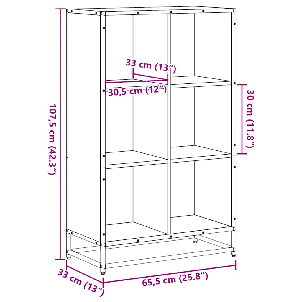 Libreria Rovere Fumo 65,5x33x107,5 cm in Legno Multistrato | homemem39
