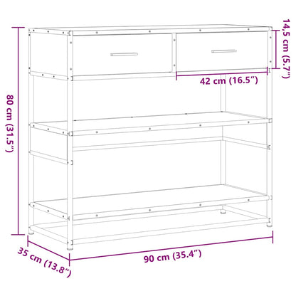 Tavolino Consolle Nero 90x35x80 cm in Legno Multistrato