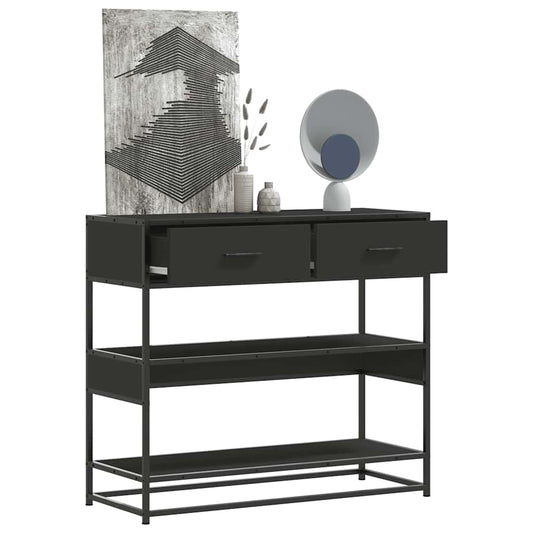 Tavolino Consolle Nero 90x35x80 cm in Legno Multistrato