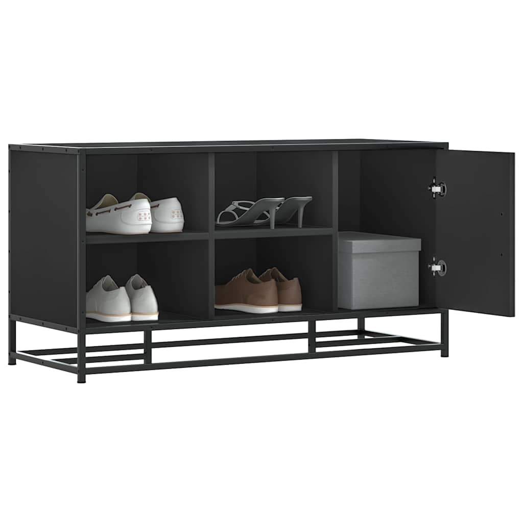 Scarpiera Nera 100x40x53,5 cm in Truciolato e Metallo | homemem39
