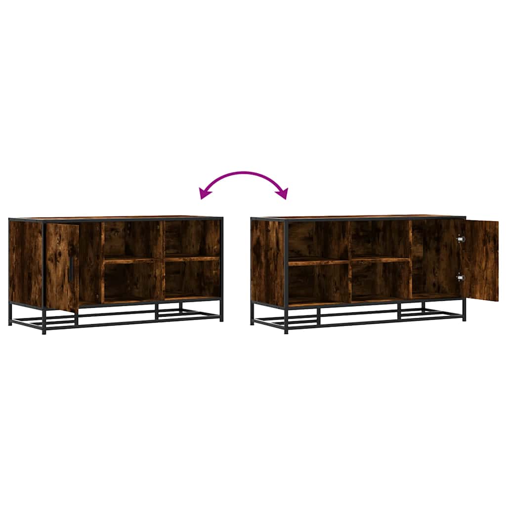 Scarpiera in Rovere Fumo 100x40x53,5 cm in Truciolato e Metallo | homemem39