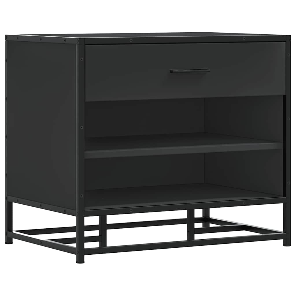 Panca Portaoggetti Nera 60x40x53,5 cm Multistrato e Metallo | homemem39