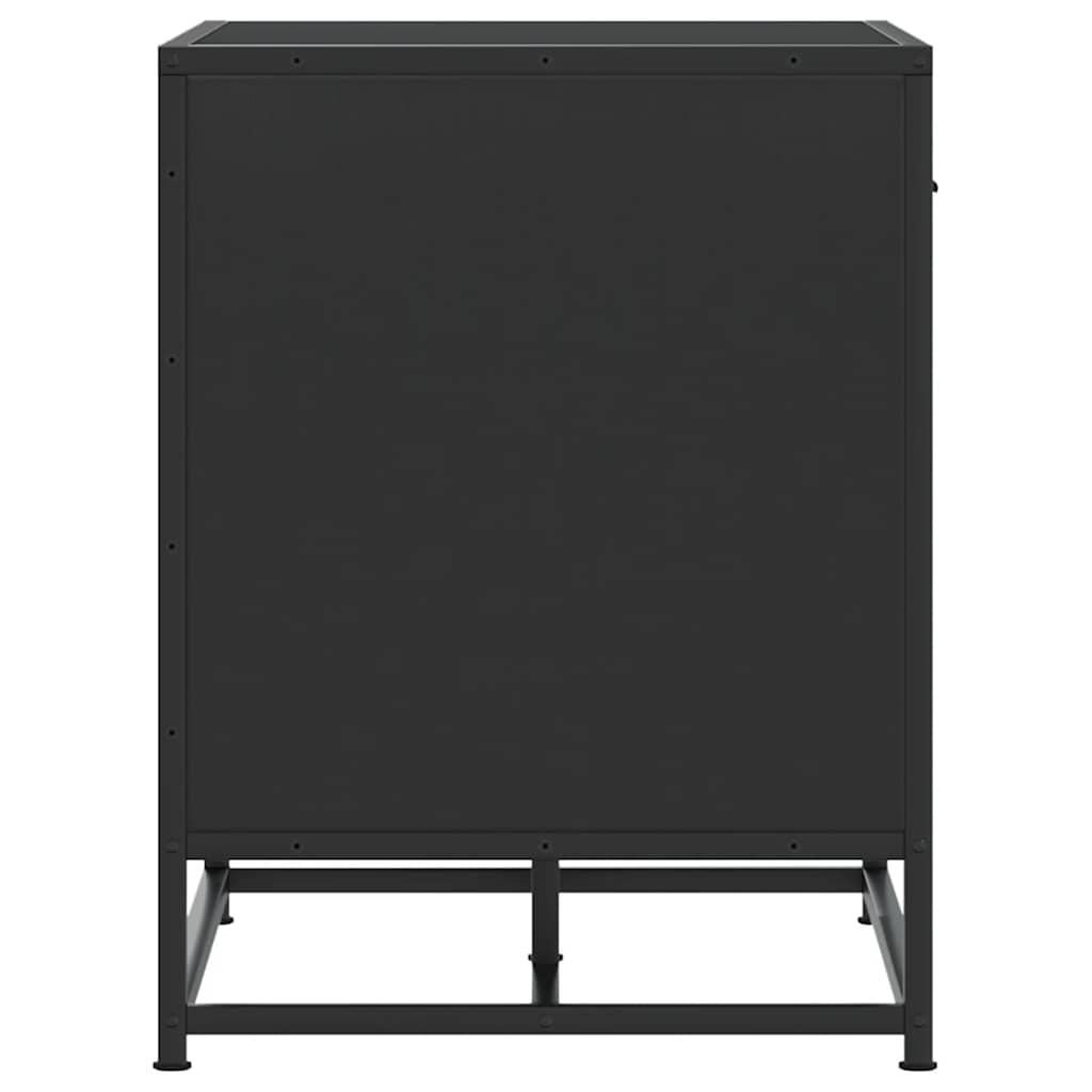 Panca Portaoggetti Nera 60x40x53,5 cm Multistrato e Metallo | homemem39