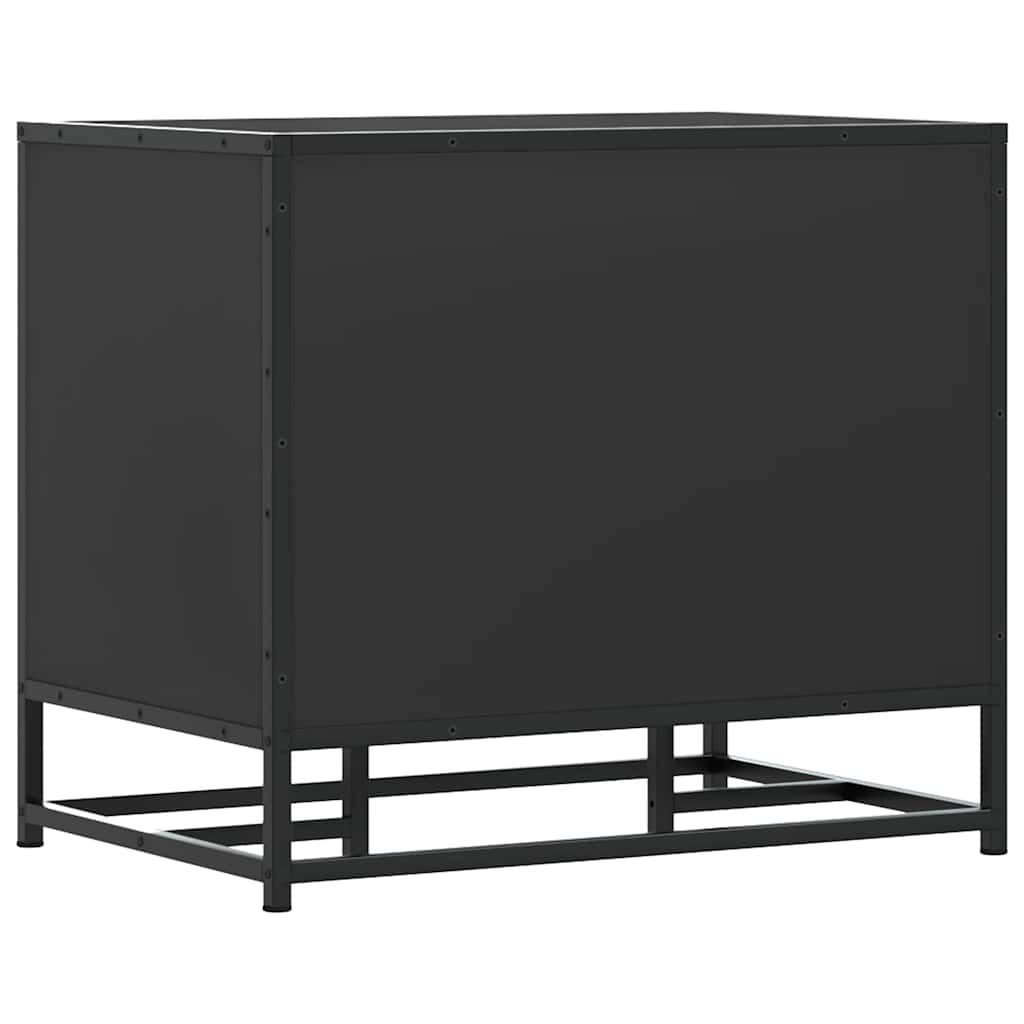 Panca Portaoggetti Nera 60x40x53,5 cm Multistrato e Metallo | homemem39