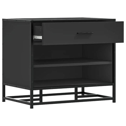 Panca Portaoggetti Nera 60x40x53,5 cm Multistrato e Metallo | homemem39