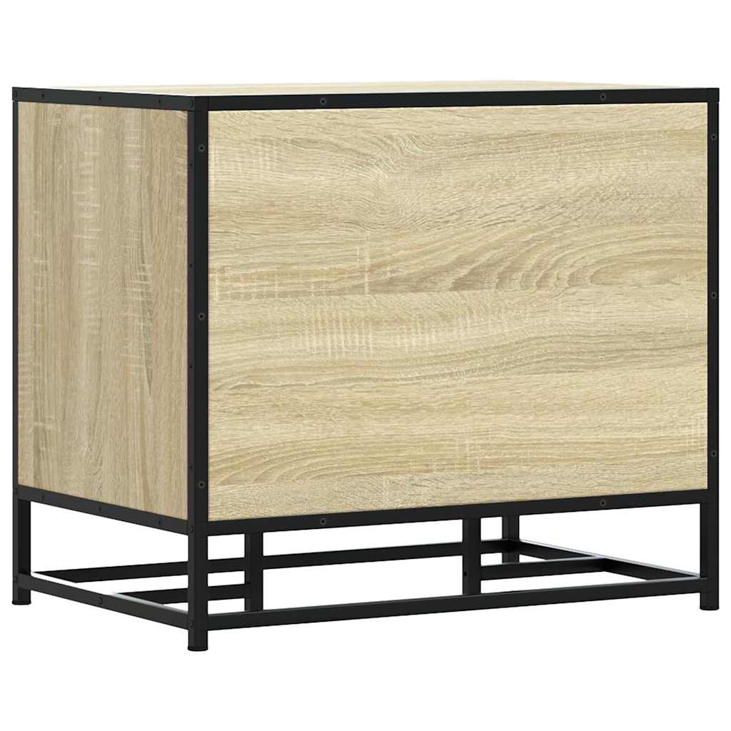 Panca Portaoggetti Rovere Sonoma Legno Multistrato e Metallo | homemem39