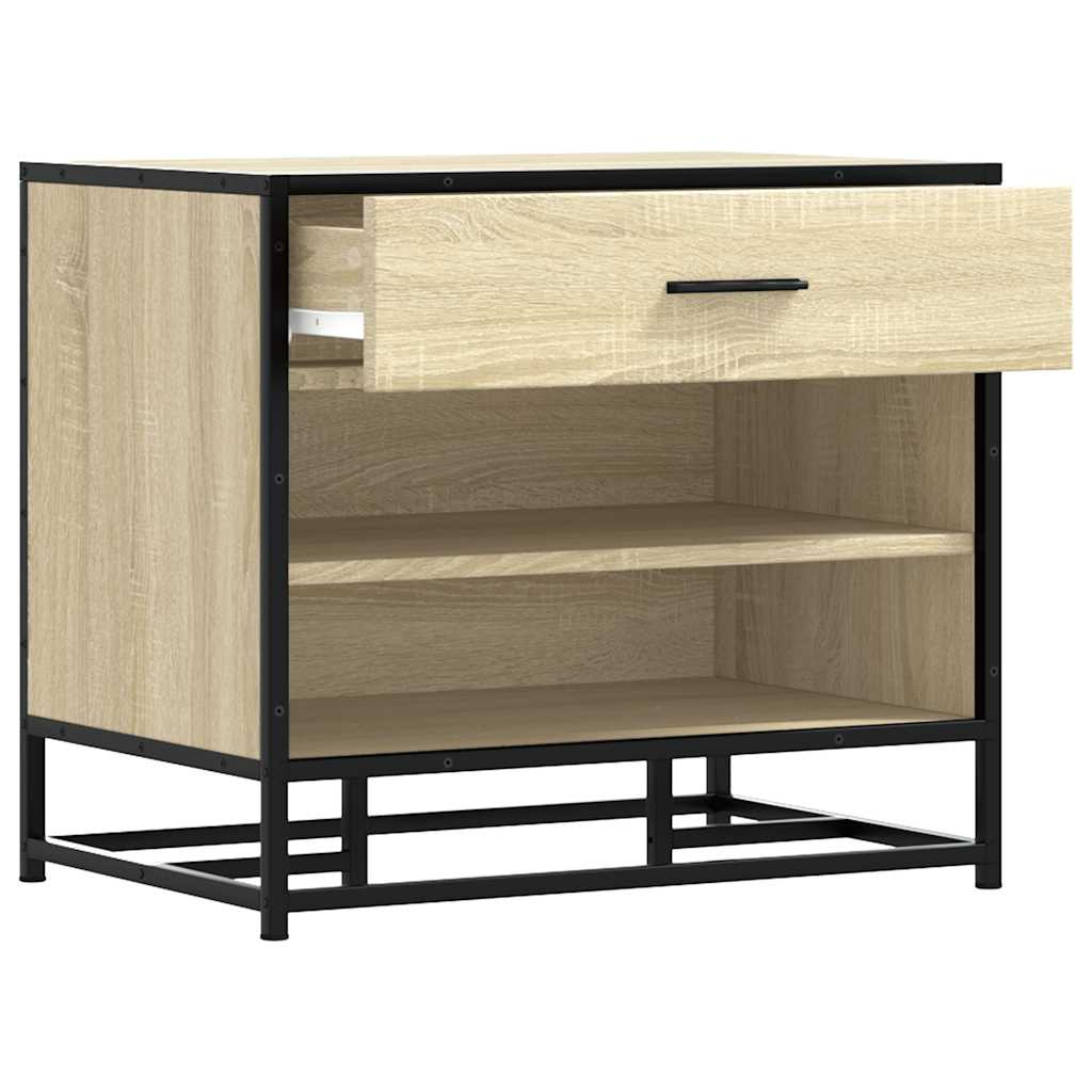 Panca Portaoggetti Rovere Sonoma Legno Multistrato e Metallo | homemem39