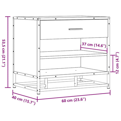 Panca Portaoggetti Rovere Sonoma Legno Multistrato e Metallo | homemem39