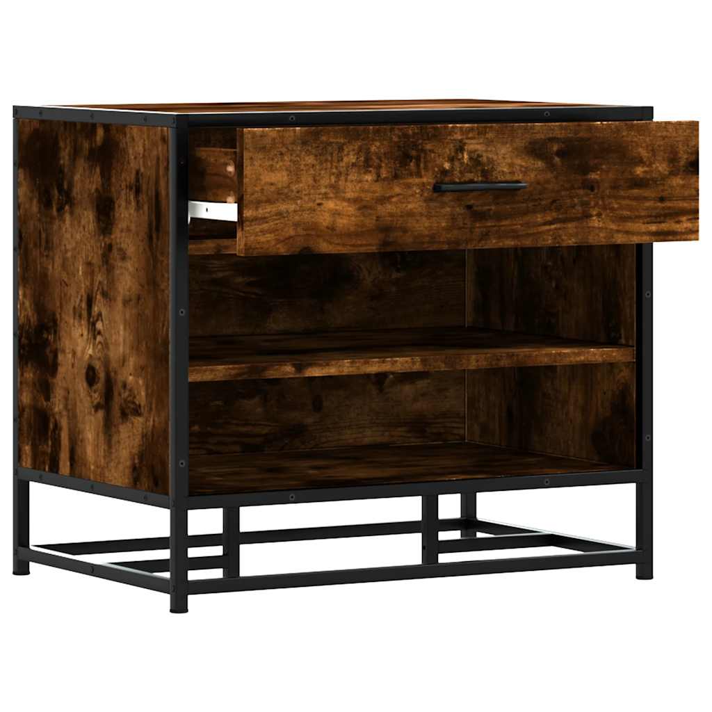 Panca Portaoggetti Rovere Fumo Legno Multistrato e Metallo | homemem39