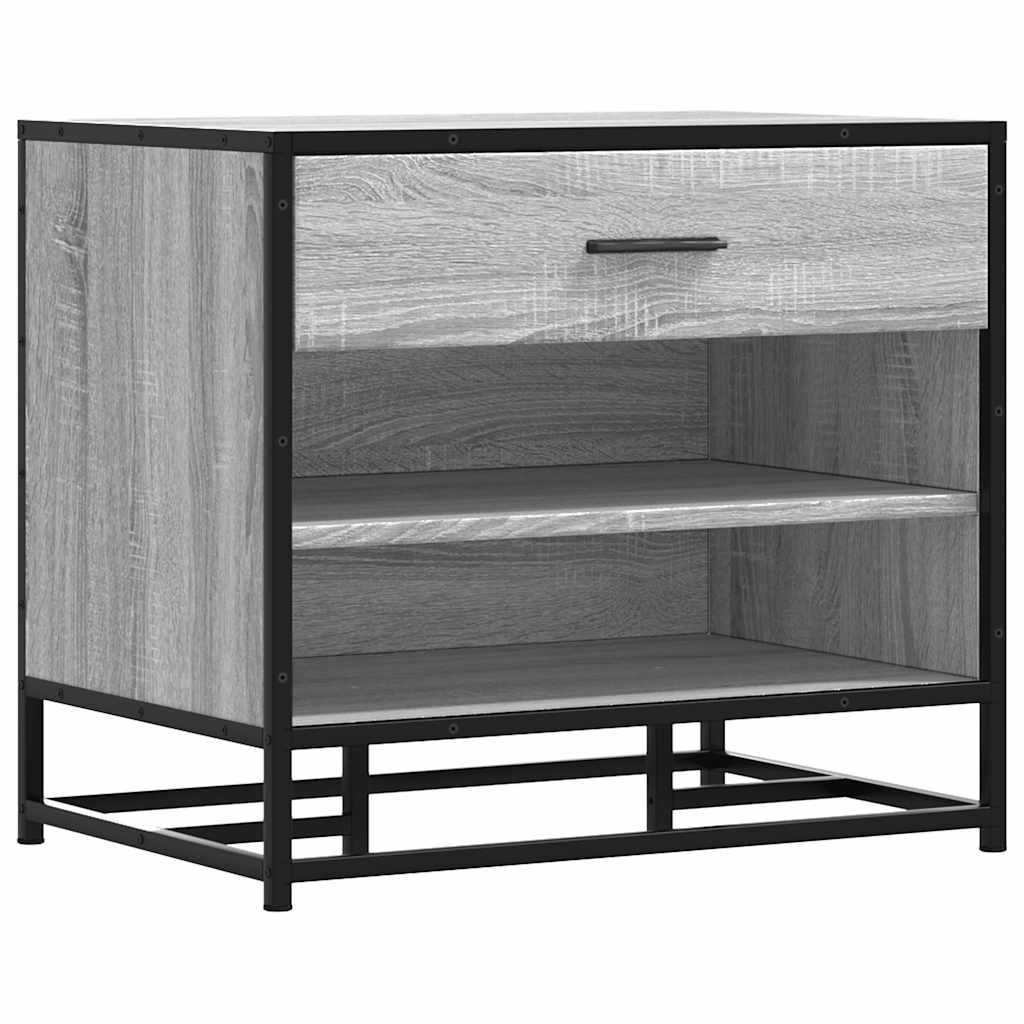 Panca Portaoggetti Grigio Sonoma Legno Multistrato e Metallo | homemem39