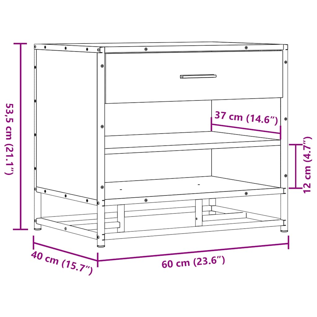Panca Portaoggetti Rovere Marrone Legno Multistrato e Metallo | homemem39