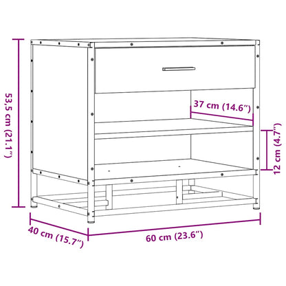 Panca Portaoggetti Rovere Marrone Legno Multistrato e Metallo | homemem39