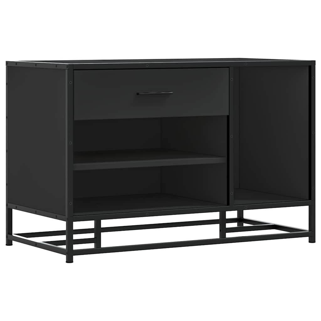 Panca Portaoggetti Nera 80x40x53,5 cm Multistrato e Metallo | homemem39