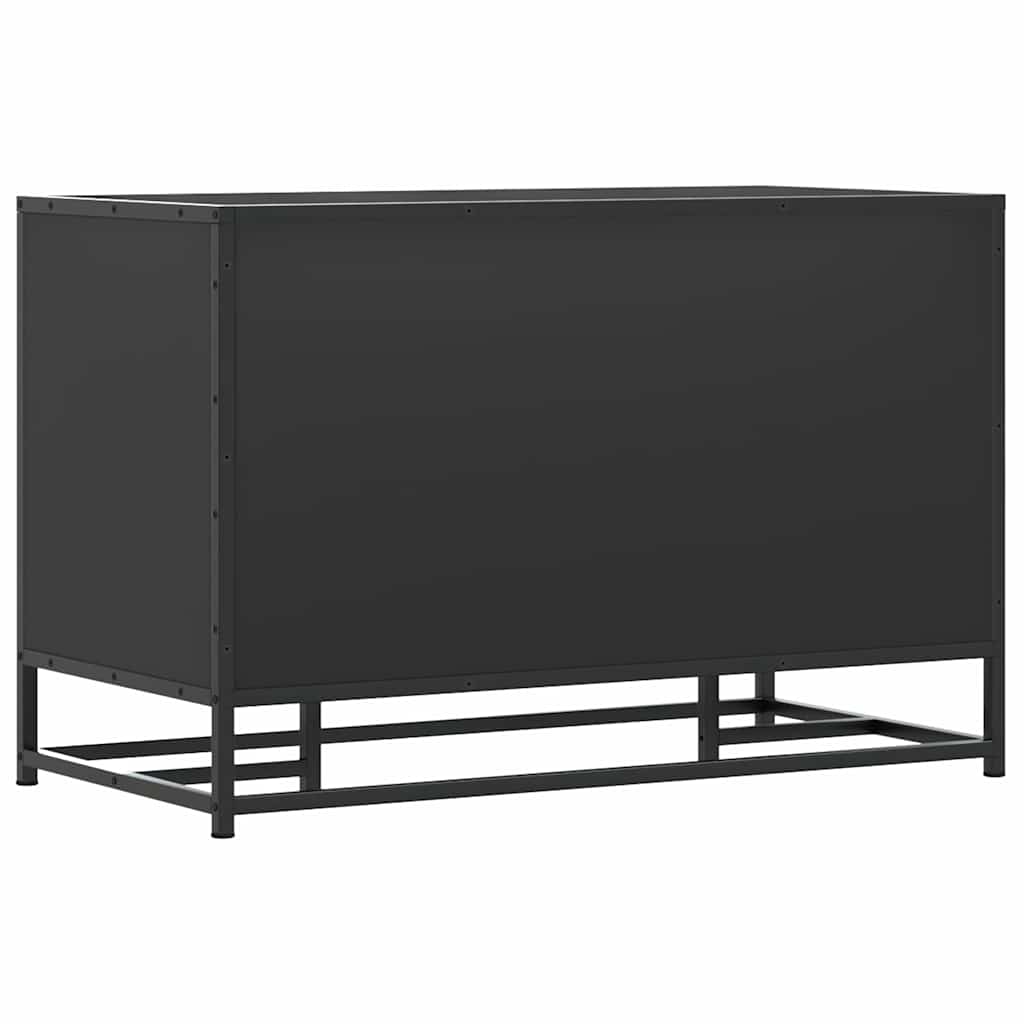 Panca Portaoggetti Nera 80x40x53,5 cm Multistrato e Metallo | homemem39