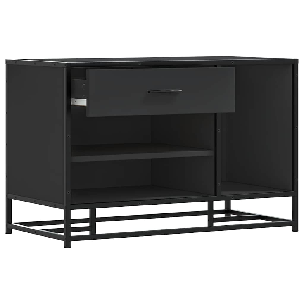 Panca Portaoggetti Nera 80x40x53,5 cm Multistrato e Metallo | homemem39