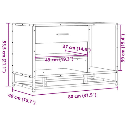 Panca Portaoggetti Nera 80x40x53,5 cm Multistrato e Metallo | homemem39