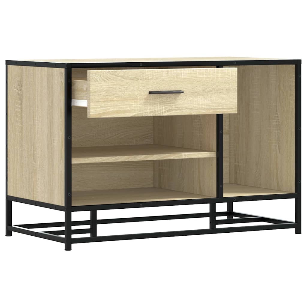 Panca Portaoggetti Rovere Sonoma Legno Multistrato e Metallo | homemem39