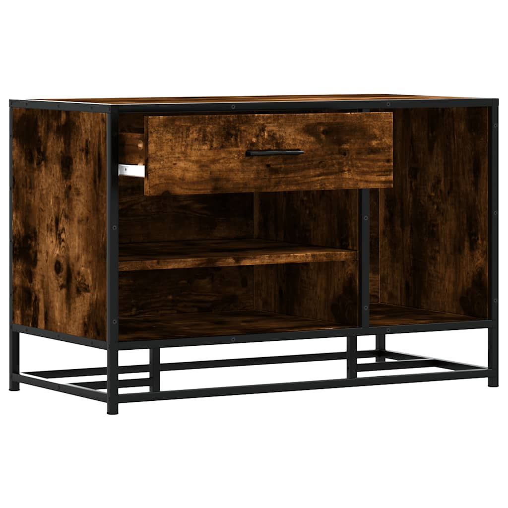 Panca Portaoggetti Rovere Fumo Legno Multistrato e Metallo | homemem39