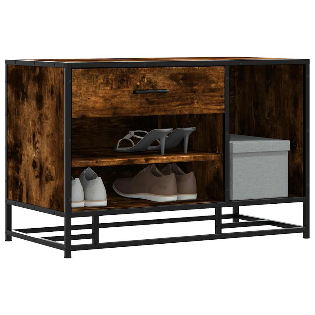 Panca Portaoggetti Rovere Fumo Legno Multistrato e Metallo | homemem39