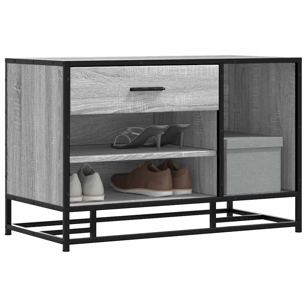 Panca Portaoggetti Grigio Sonoma Legno Multistrato e Metallo | homemem39