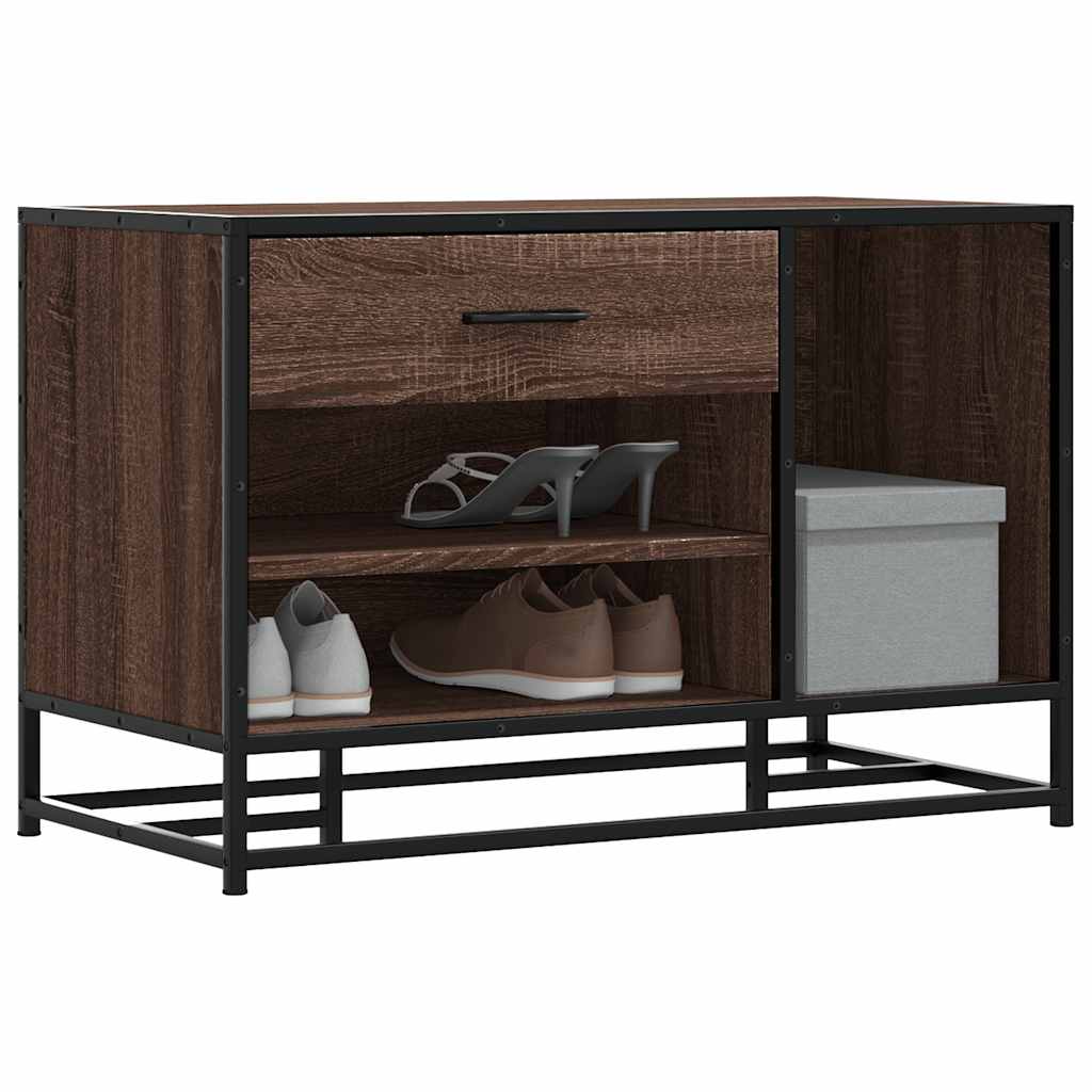 Panca Portaoggetti Rovere Marrone Legno Multistrato e Metallo | homemem39