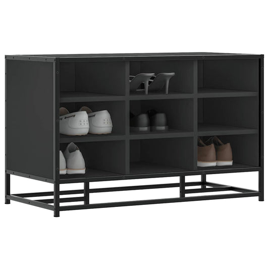 Scarpiera Nera 84x40x53,5 cm in Truciolato e Metallo